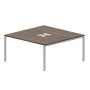 Strike STN2TL168 WNAL (Орех/Алюминий) Составной стол на 2 рабочих места, 2 металлических аутлета