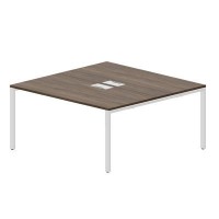 Strike STN2TL168 WNBL (Орех/Белый) Составной стол на 2 рабочих места, 2 металлических аутлета