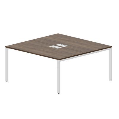 Strike STN2TL168 WNBL (Орех/Белый) Составной стол на 2 рабочих места, 2 металлических аутлета