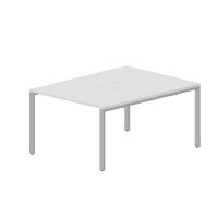 Strike STN2TM128 BLAL (Белый/Алюминий) Составной стол на 2 рабочих места, меламиновые аутлеты