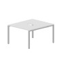 Strike STN2TV127 BLAL (Белый/Алюминий) Составной стол на 2 рабочих места, 2 эргономичных выреза