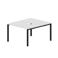 Strike STN2TV127 BLNR (Белый/Черный) Составной стол на 2 рабочих места, 2 эргономичных выреза