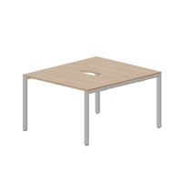 Strike STN2TV127 OWAL (Светлый дуб/Алюминий) Составной стол на 2 рабочих места, 2 эргономичных выреза