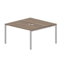 Strike STN2TV127 WNAL (Орех/Алюминий) Составной стол на 2 рабочих места, 2 эргономичных выреза