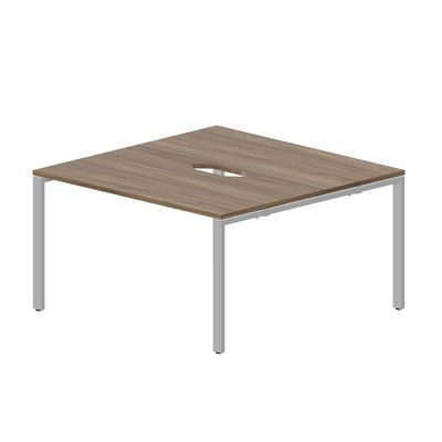 Strike STN2TV127 WNAL (Орех/Алюминий) Составной стол на 2 рабочих места, 2 эргономичных выреза