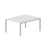 Strike STN2TV128 BLAL (Белый/Алюминий) Составной стол на 2 рабочих места, 2 эргономичных выреза