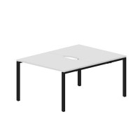 Strike STN2TV128 BLNR (Белый/Черный) Составной стол на 2 рабочих места, 2 эргономичных выреза