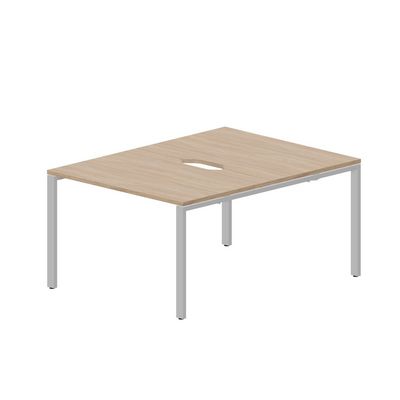 Strike STN2TV128 OWAL (Светлый дуб/Алюминий) Составной стол на 2 рабочих места, 2 эргономичных выреза