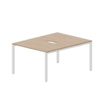 Strike STN2TV128 OWBL (Светлый дуб/Белый) Составной стол на 2 рабочих места, 2 эргономичных выреза