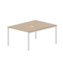 Strike STN2TV128 OWBL (Светлый дуб/Белый) Составной стол на 2 рабочих места, 2 эргономичных выреза