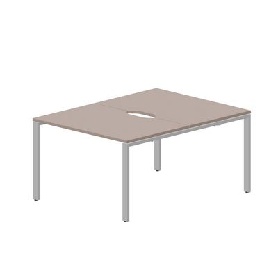 Strike STN2TV128 TRAL (Тортора/Алюминий) Составной стол на 2 рабочих места, 2 эргономичных выреза