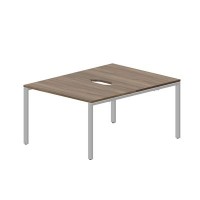 Strike STN2TV128 WNAL (Орех/Алюминий) Составной стол на 2 рабочих места, 2 эргономичных выреза