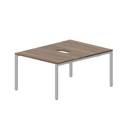 Strike STN2TV128 WNAL (Орех/Алюминий) Составной стол на 2 рабочих места, 2 эргономичных выреза