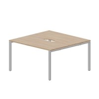 Strike STN2TV147 OWAL (Светлый дуб/Алюминий) Составной стол на 2 рабочих места, 2 эргономичных выреза