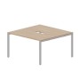 Strike STN2TV147 OWAL (Светлый дуб/Алюминий) Составной стол на 2 рабочих места, 2 эргономичных выреза