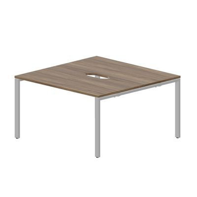 Strike STN2TV147 WNAL (Орех/Алюминий) Составной стол на 2 рабочих места, 2 эргономичных выреза