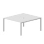Strike STN2TV148 BLAL (Белый/Алюминий) Составной стол на 2 рабочих места, 2 эргономичных выреза