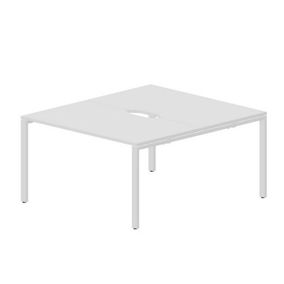 Strike STN2TV148 BLBL (Белый/Белый) Составной стол на 2 рабочих места, 2 эргономичных выреза