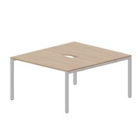 Strike STN2TV148 OWAL (Светлый дуб/Алюминий) Составной стол на 2 рабочих места, 2 эргономичных выреза