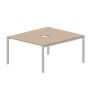 Strike STN2TV148 OWAL (Светлый дуб/Алюминий) Составной стол на 2 рабочих места, 2 эргономичных выреза