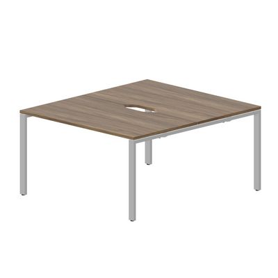 Strike STN2TV148 WNAL (Орех/Алюминий) Составной стол на 2 рабочих места, 2 эргономичных выреза