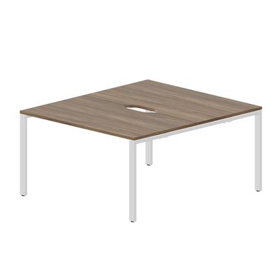 Strike STN2TV148 WNBL (Орех/Белый) Составной стол на 2 рабочих места, 2 эргономичных выреза