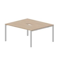 Strike STN2TV167 OWAL (Светлый дуб/Алюминий) Составной стол на 2 рабочих места, 2 эргономичных выреза