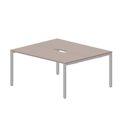 Strike STN2TV167 TRAL (Тортора/Алюминий) Составной стол на 2 рабочих места, 2 эргономичных выреза