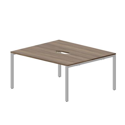Strike STN2TV167 WNAL (Орех/Алюминий) Составной стол на 2 рабочих места, 2 эргономичных выреза