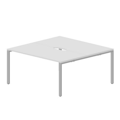 Strike STN2TV168 BLAL (Белый/Алюминий) Составной стол на 2 рабочих места, 2 эргономичных выреза