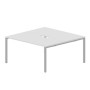 Strike STN2TV168 BLAL (Белый/Алюминий) Составной стол на 2 рабочих места, 2 эргономичных выреза