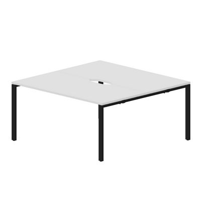 Strike STN2TV168 BLNR (Белый/Черный) Составной стол на 2 рабочих места, 2 эргономичных выреза