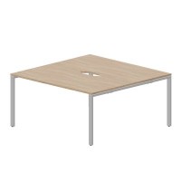 Strike STN2TV168 OWAL (Светлый дуб/Алюминий) Составной стол на 2 рабочих места, 2 эргономичных выреза