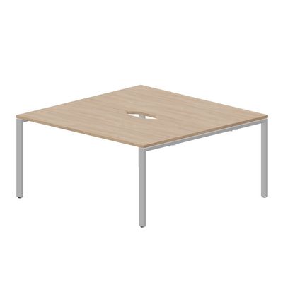 Strike STN2TV168 OWAL (Светлый дуб/Алюминий) Составной стол на 2 рабочих места, 2 эргономичных выреза