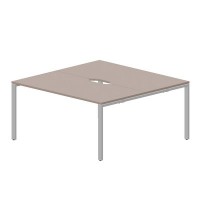 Strike STN2TV168 TRAL (Тортора/Алюминий) Составной стол на 2 рабочих места, 2 эргономичных выреза