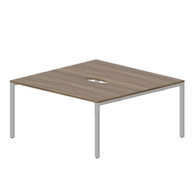 Strike STN2TV168 WNAL (Орех/Алюминий) Составной стол на 2 рабочих места, 2 эргономичных выреза