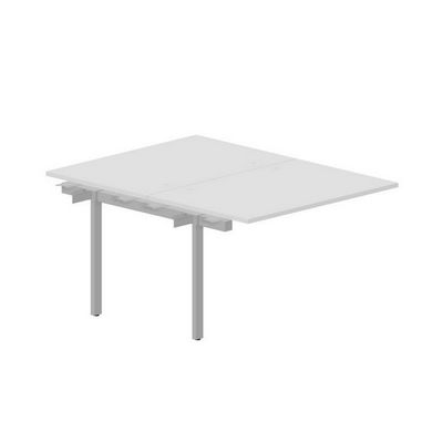 Strike UNN2TPG128 BLAL (Белый/Алюминий) Приставной стол на 2 рабочих места, 4 громмета