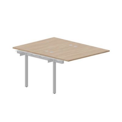 Страйк UNN2TPG128 OWAL (Светлый дуб/Алюминий) Приставной стол на 2 рабочих места, 4 громмета