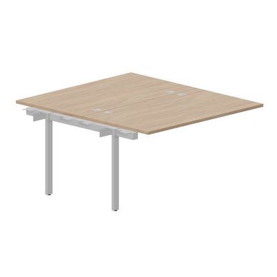 Страйк UNN2TPG148 OWAL (Светлый дуб/Алюминий) Приставной стол на 2 рабочих места, 4 громмета