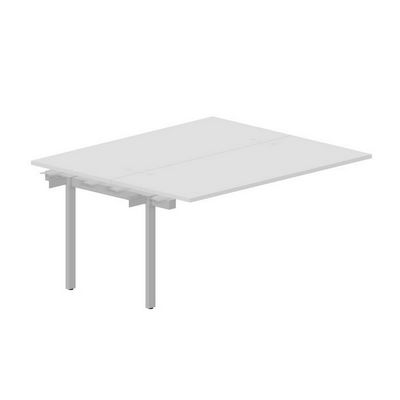 Strike UNN2TPG167 BLAL (Белый/Алюминий) Приставной стол на 2 рабочих места, 4 громмета