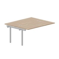 Strike UNN2TPG167 OWAL (Светлый дуб/Алюминий) Приставной стол на 2 рабочих места, 4 громмета