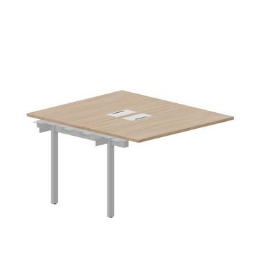 Strike UNN2TPL127 OWAL (Светлый дуб/Алюминий) Приставной стол на 2 рабочих места, 2 металлических аутлета