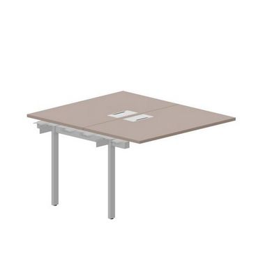 Strike UNN2TPL127 TRAL (Тортора/Алюминий) Приставной стол на 2 рабочих места, 2 металлических аутлета