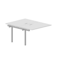 Strike UNN2TPL128 BLAL (Белый/Алюминий) Приставной стол на 2 рабочих места, 2 металлических аутлета