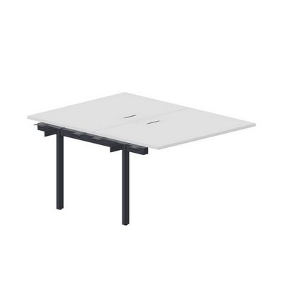 Страйк UNN2TPL128 BLNR (Белый/Черный) Приставной стол на 2 рабочих места, 2 металлических аутлета