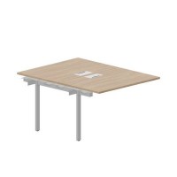 Strike UNN2TPL128 OWAL (Светлый дуб/Алюминий) Приставной стол на 2 рабочих места, 2 металлических аутлета