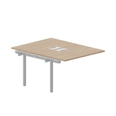Strike UNN2TPL128 OWAL (Светлый дуб/Алюминий) Приставной стол на 2 рабочих места, 2 металлических аутлета