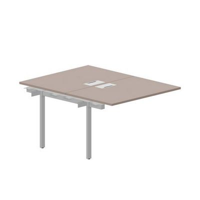 Strike UNN2TPL128 TRAL (Тортора/Алюминий) Приставной стол на 2 рабочих места, 2 металлических аутлета
