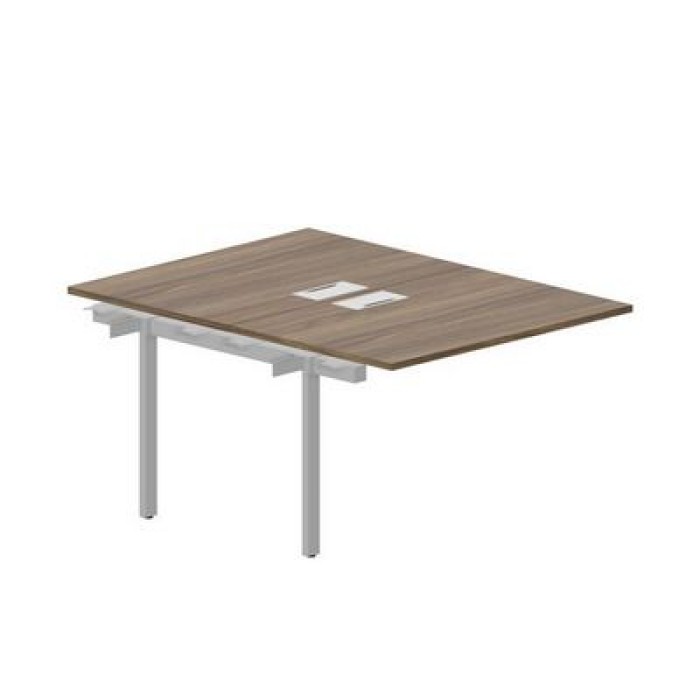 Страйк UNN2TPL128 WDAL (Орех браун/Алюминий) Приставной стол на 2 рабочих места, 2 металлических аутлета