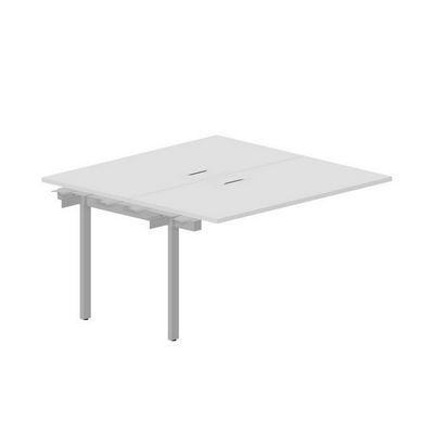 Strike UNN2TPL147 BLAL (Белый/Алюминий) Приставной стол на 2 рабочих места, 2 металлических аутлета
